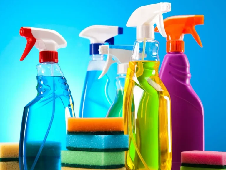 Bottles of cleaning products used for couch cushions.