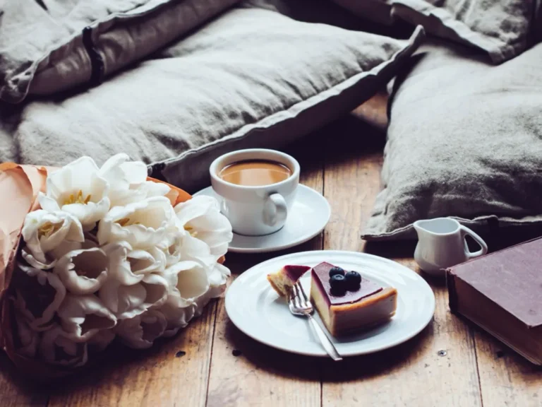 Non removable cushion covers near coffee and cake