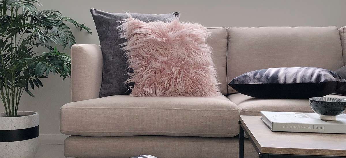 Aughie style set with pink fur cushion designs.