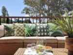 green outdoor cushion covers in outdoor setting