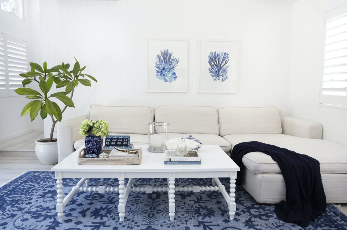 A Hampton's style cushions blank scene with no decoration in place.