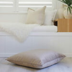 Velvet floor cushion cover in light brown colour