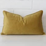 Vibrant velvet cushion cover in a stylish square size with mustard colouring.