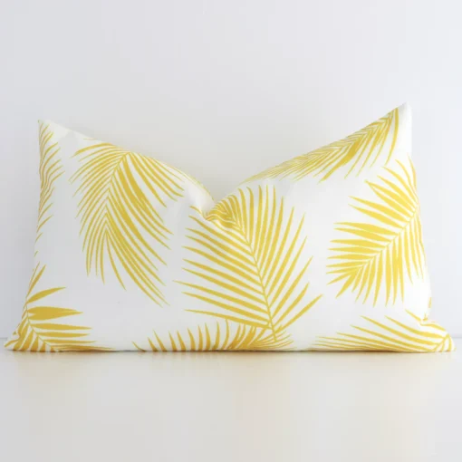 A superior outdoor yellow cushion cover yielding a palm style and in a classy rectangle size.