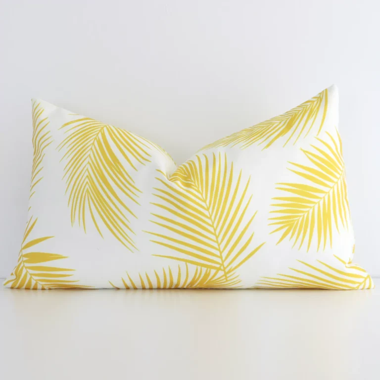 A superior outdoor yellow cushion cover yielding a palm style and in a classy rectangle size.