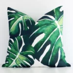 A stunning square linen cushion in a colourful colour. It has an exquisite tropical design.