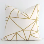Gorgeous linen square cushion in a gold mustard print. It has a charming geometric style.