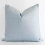 Gorgeous large linen cushion cover that has a soft teal hue. It has a graceful solid colour design.