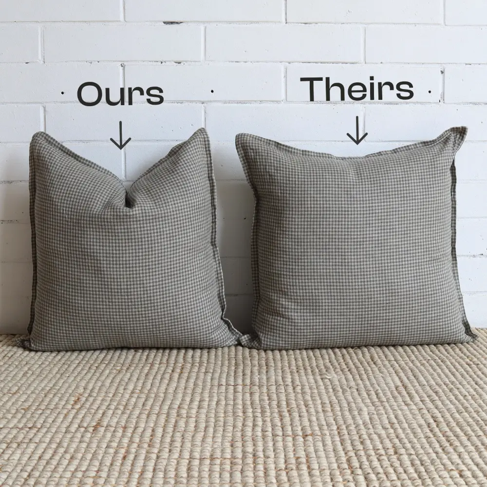 An insert comparison showing the plump shape retaining difference of our inserts that hold the chop.