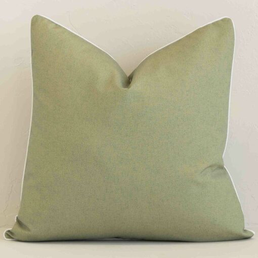 An alluring outdoor large cushion cover in sage. It features an attractive solid-coloured style.