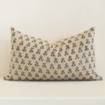 Lovely sand coloured floral cushion made from linen fabric and in an elegant rectangle size.