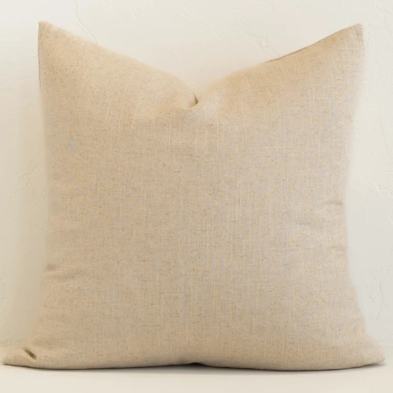A gorgeous linen square cushion in natural colour.