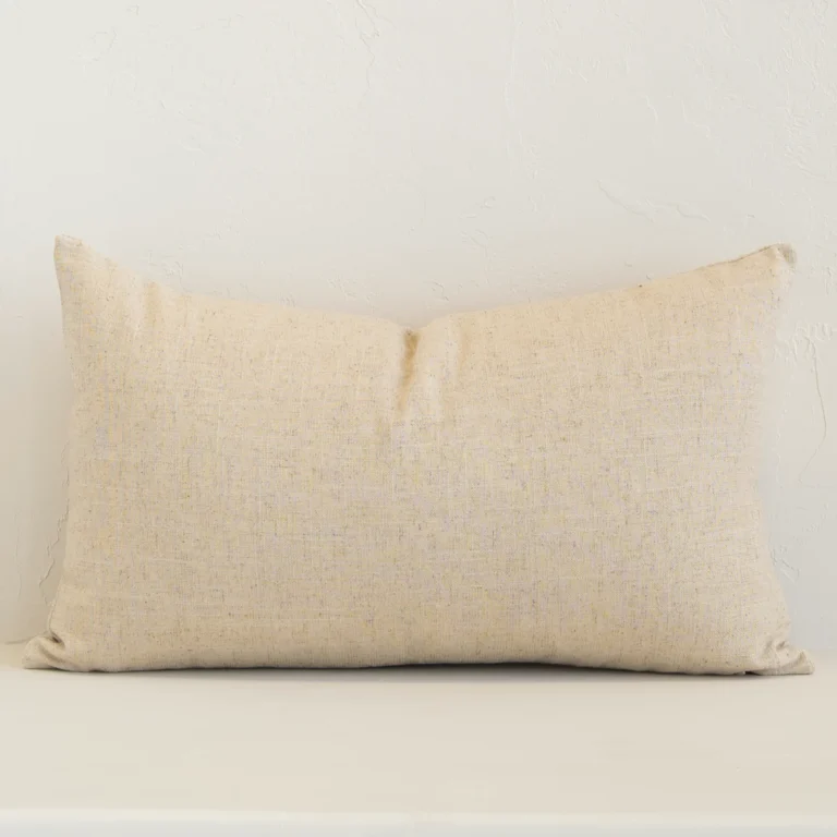 A premium linen with natural colour cushion in a rectangle size.