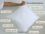 Graphic showing the top features of Simply Cushion's unique cushion inserts.
