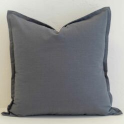 Steel blue linen cushion cover in a deeper muted shade, offering a calm and refined look.